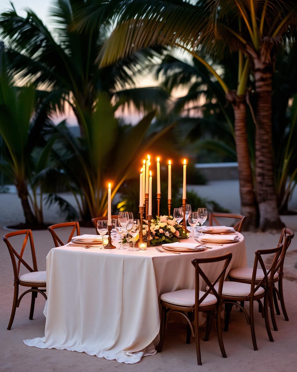 Table dressée en extérieur