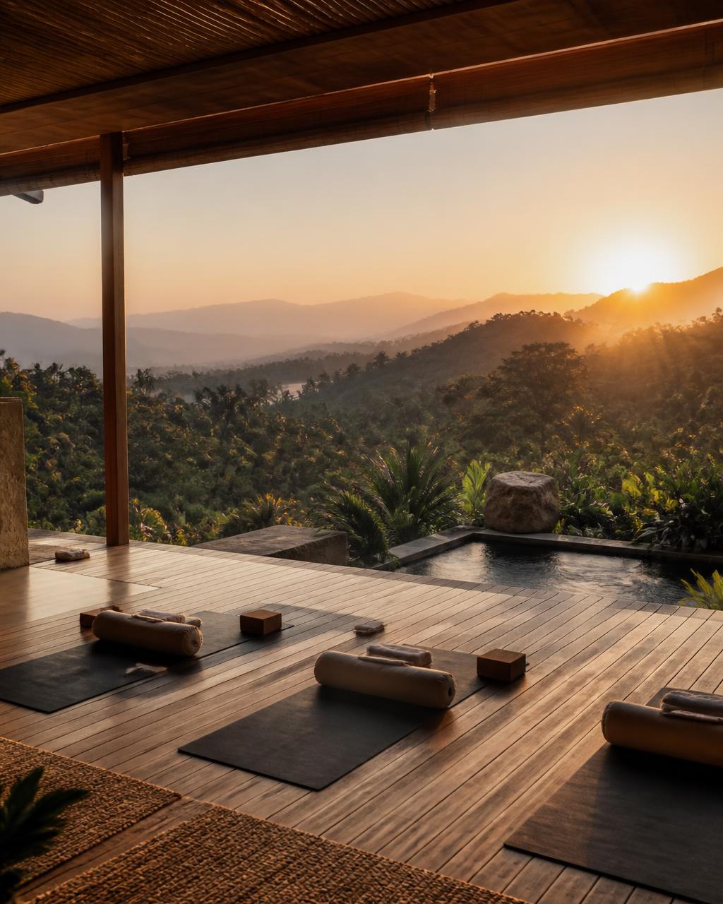 Terrasse de yoga et espace bien-être imaginé pour KOKOON House